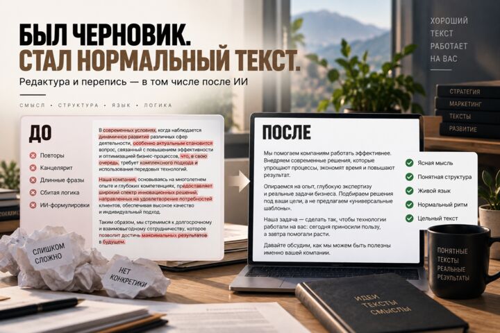 Отредактирую или перепишу текст — в том числе после ИИ