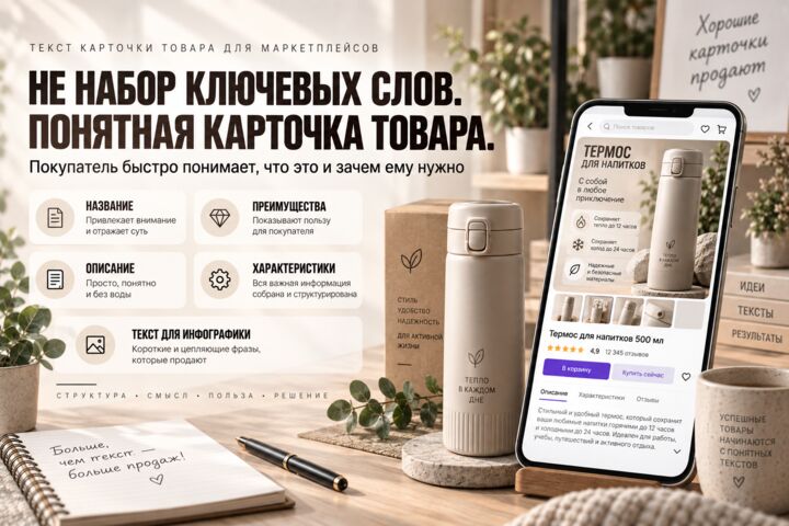 Напишу текст карточки товара для Wildberries или Ozon