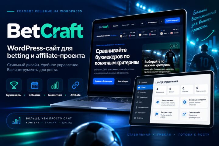 WordPress-сайт для betting и affiliate-проекта на базе BetCraft