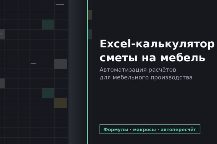 Сделаю Excel-калькулятор сметы на мебель под ваши материалы