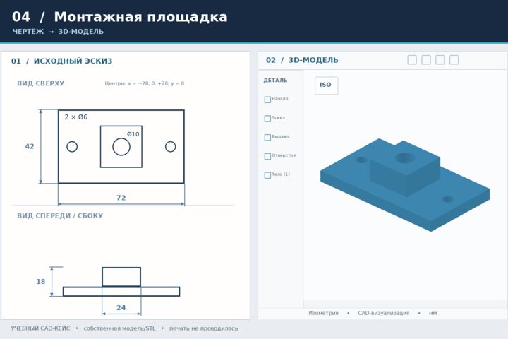 3D-модели деталей по эскизам и размерам