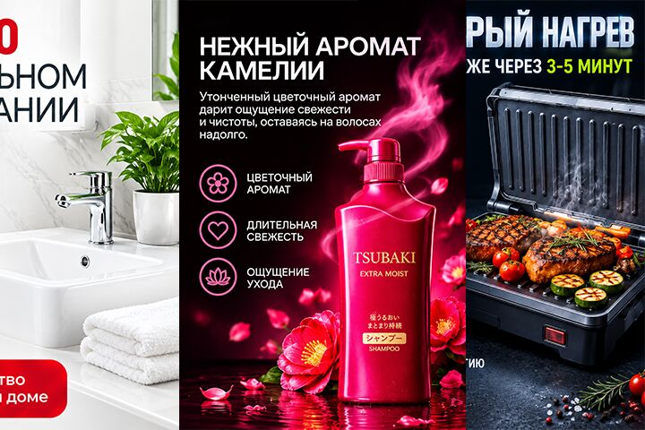Пакет *КАРТОЧКА ТОВАРА* для Вайлберис, Ozon. 5 слайдов с преимуществами.