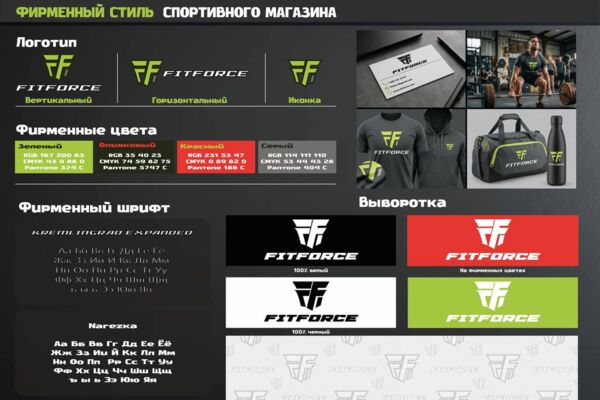 Разработка фирменного стиля для спортивного магазина «FITFORCE»