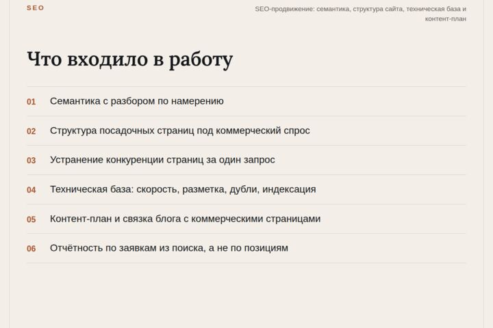 SEO-продвижение: семантика, техчасть, контент и отчётность