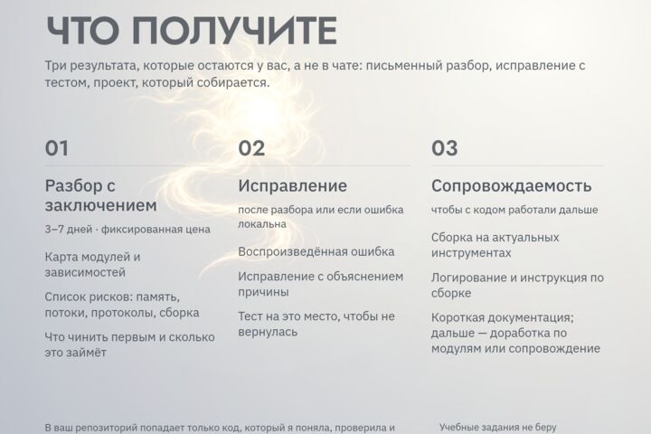 Разберусь в чужом коде: найду ошибку, доработаю, напишу заключение