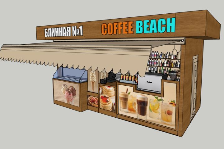 Планировка и 3D-визуализация кафе, кофейни или бара