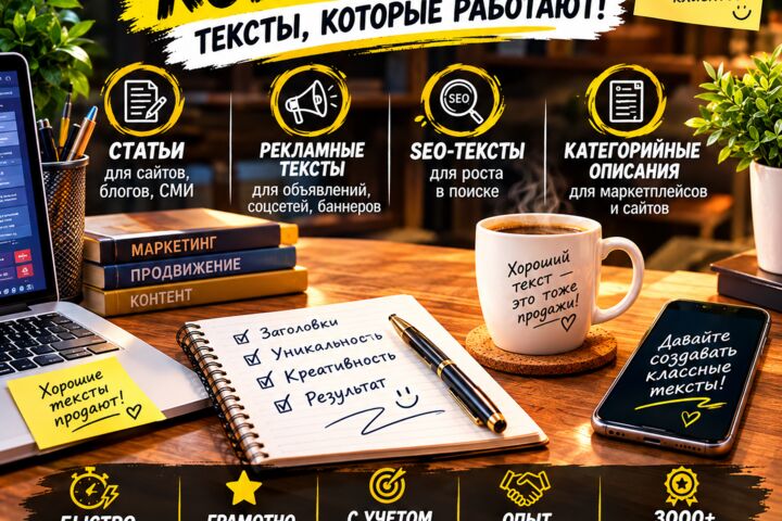 Копирайтинг и рерайт: SEO-статьи, продающие тексты и многое другое