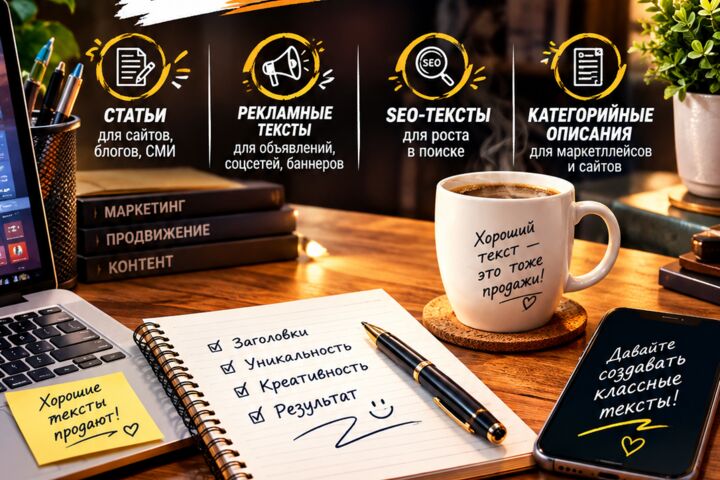 Копирайтинг и рерайт: SEO-статьи, продающие тексты и многое другое