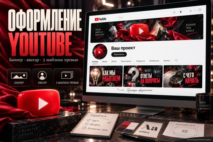 Оформлю YouTube-канал: баннер, аватар и стиль