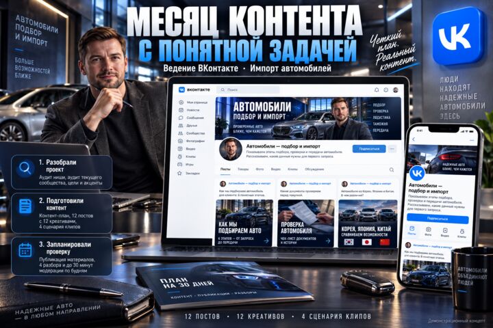Ведение сообщества ВКонтакте на месяц с продюсером