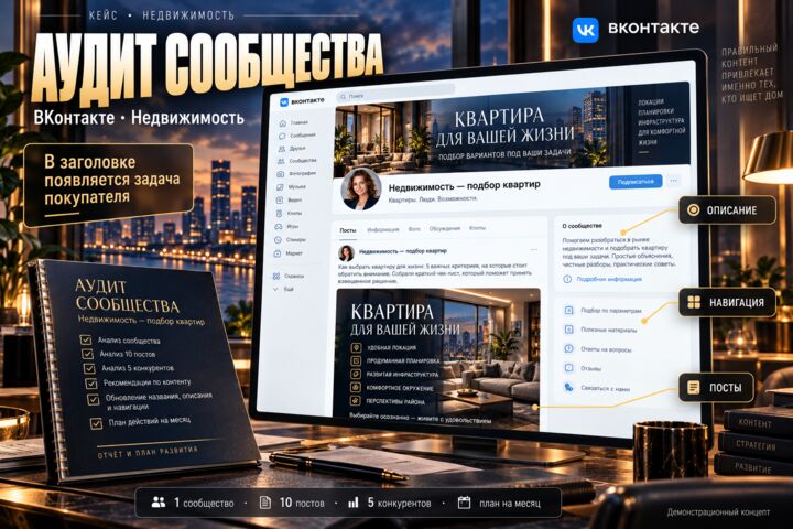 Проведу аудит и оптимизацию сообщества ВКонтакте