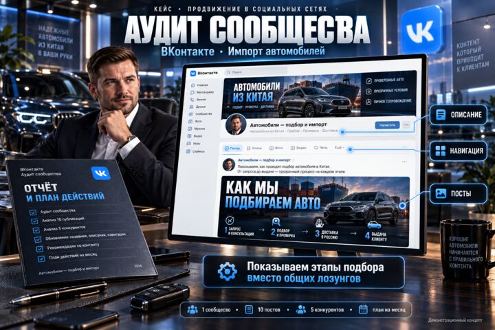 Проведу аудит и оптимизацию сообщества ВКонтакте