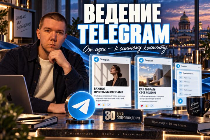 Ведение Telegram-канала на месяц с продюсером