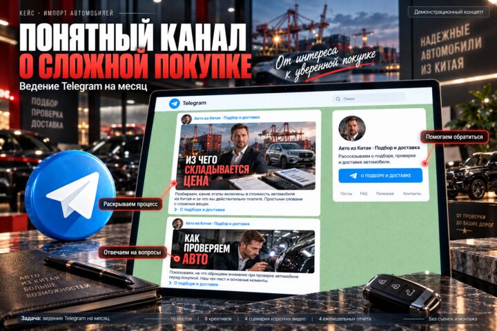 Ведение Telegram-канала на месяц с продюсером