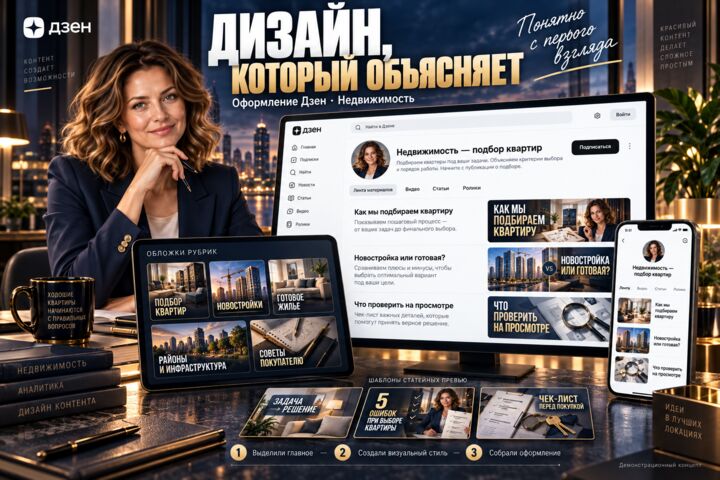Создам оформление канала Дзен и стиль обложек