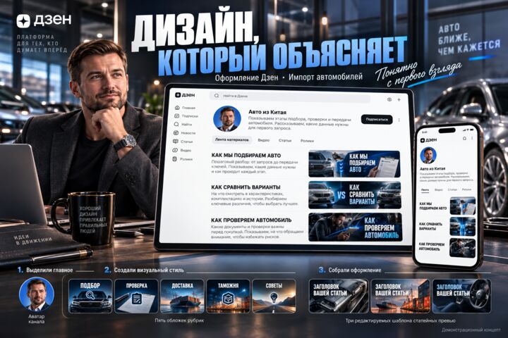 Создам оформление канала Дзен и стиль обложек