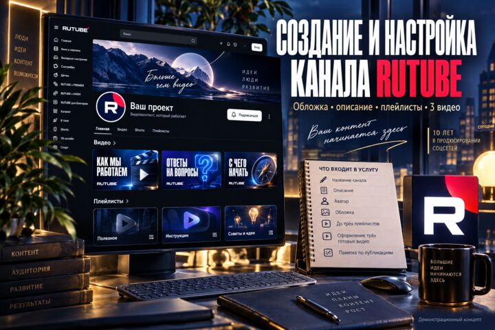 Создам и настрою канал RUTUBE для вашего проекта
