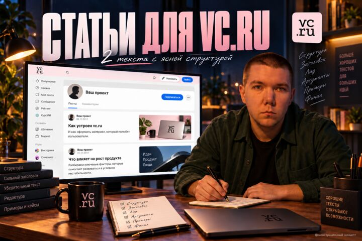 Напишу две экспертные статьи для vc.ru