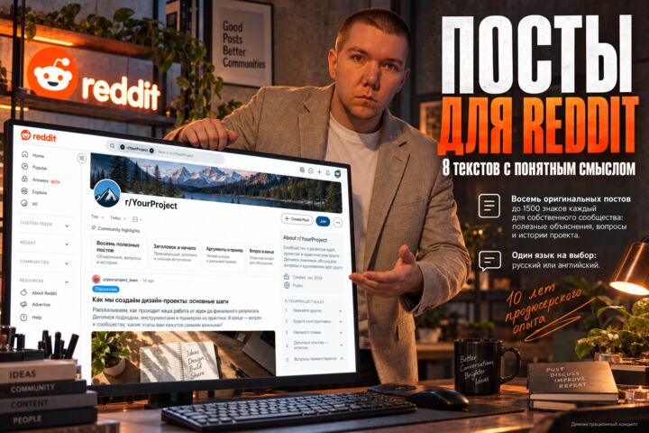Напишу восемь содержательных постов для Reddit