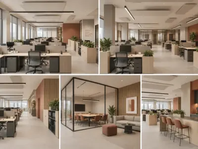 Дизайн современного офиса Open Space с переговорной и зоной отдыха