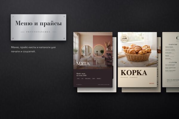 Меню, прайсы и каталоги
