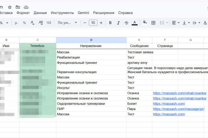 Заявки с сайта в Telegram и Google Таблицу: автоматизация на n8n