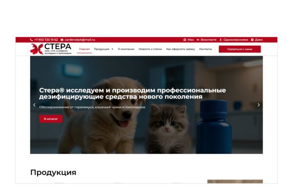 Корпоративный сайт на WordPress + WooCommerce для производителя дезинфицирующих средств для АПК — каталог продукции, экспертный блог