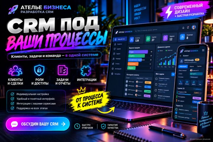Разработаю CRM с ролями, заявками и задачами под ваш бизнес