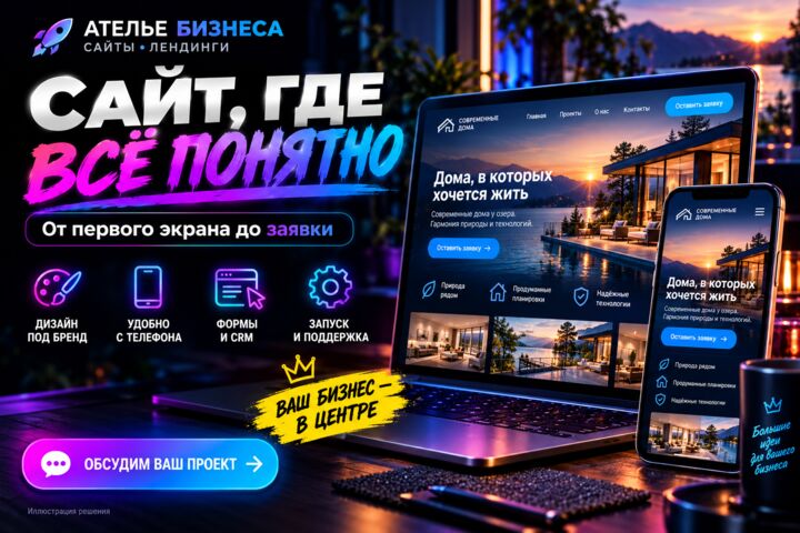 Создам сайт, адаптивный лендинг для вашего бизнеса