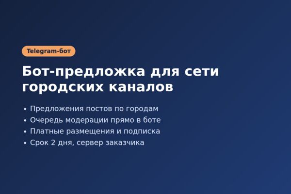 Telegram-бот предложки для сети городских каналов