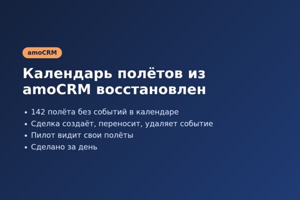 Восстановление интеграции amoCRM и Google Календаря