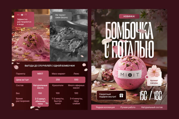 Дизайн главной карточки товара для уходовых средств