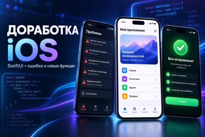 Доработаю или исправлю iOS-приложение на SwiftUI