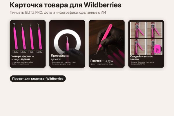 Карточка товара для Wildberries: пинцеты BLITZ PRO
