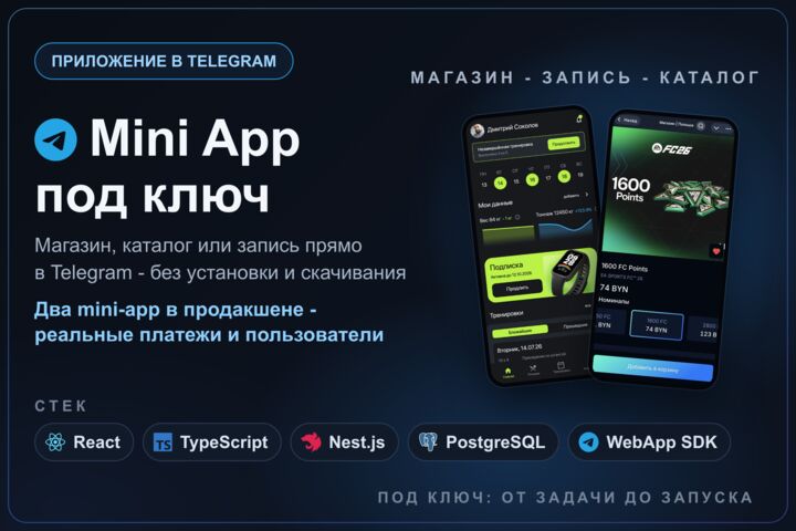 Разработка Telegram Mini App под ключ: мини-приложение с оплатой