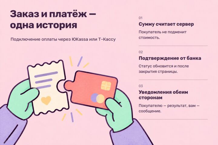 Подключу оплату к боту, мини-приложению или сайту: ЮKassa, Т-Касса, СБП