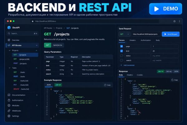 Разработка backend и REST API под ключ