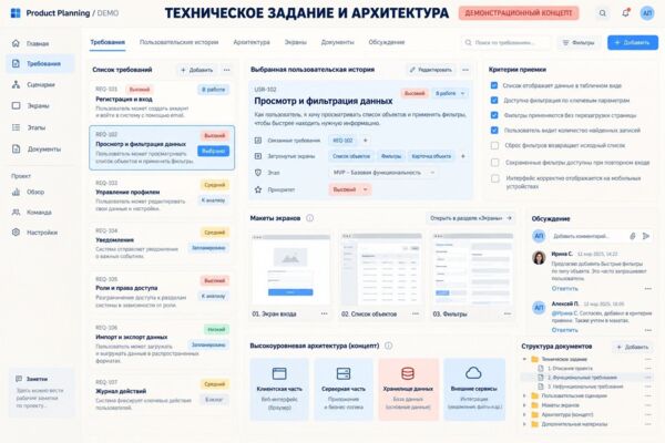 Техническое задание и архитектура приложений