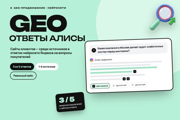 GEO-продвижение: сайты клиентов в ответах нейросети Яндекса (Алиса)