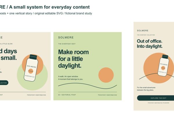 Solmere - coordinated social posts and story templates