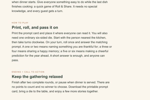 Roll & Share - friendly family activity writing sample