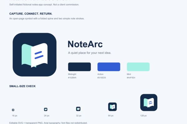 NoteArc - original app icon and visual identity study