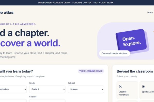Responsive learning page — independent fictional demo
