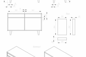 AutoCAD drawing  - chest of drawers + axonometry