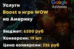 Google ADS - Услуги Boost в игре WOW на Америку