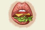 Hamburger Lips Cartoon Illustration
