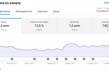 Результат работы на YouTube канала-партнера за последний месяц