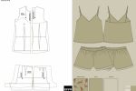 Baby-doll sleepwear. Tech-drawing. Pattern