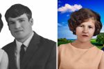 Реставрация фото семейной пары (до и после обработки)