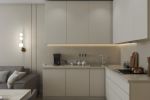 Кухня гостиная, минималистичный дизайн
